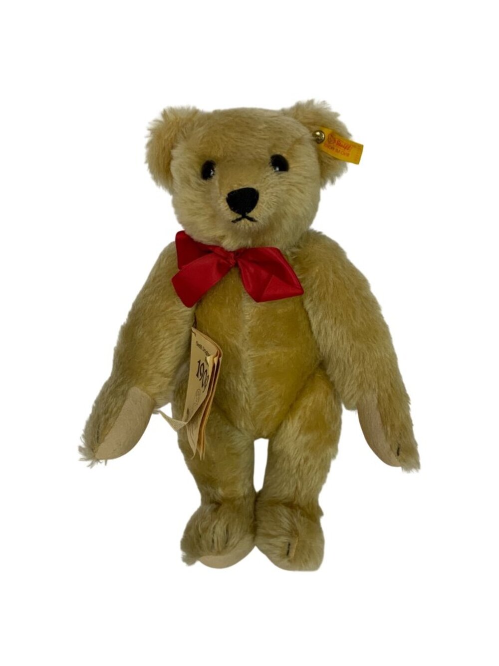 Steiff 1909 Replica Teddy Bear Genuine Mohair Red Bow Button Ear Made In Germany